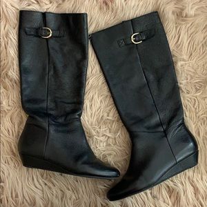 Steve Madden INTYCE BLACK LEATHER BOOTS 7.5